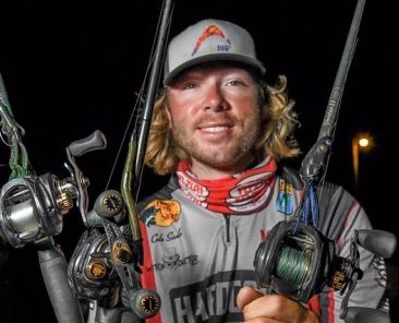Cole Sands with the Witch Doctor Tackle Rods he used to place 4th in the BASS Open.