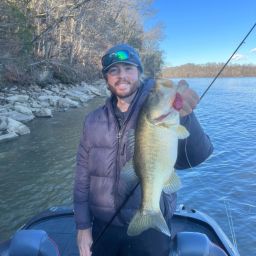 Cole Sands with a wintertime largemouth bass