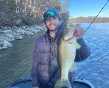 Cole Sands with a wintertime largemouth bass